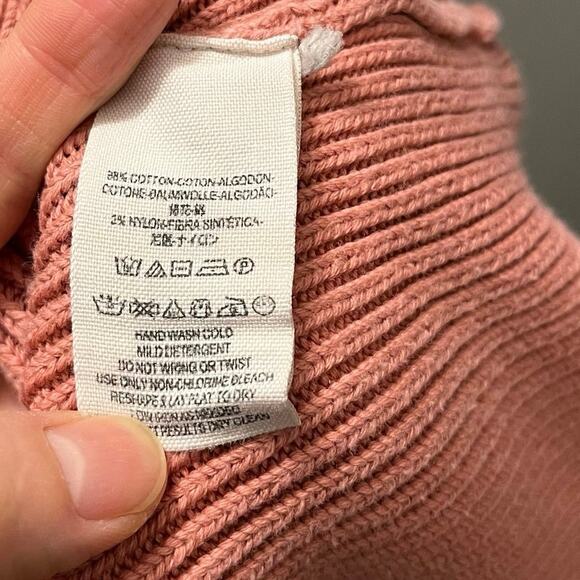 Free People Allure Ribbed V-Neck Pullover Sweater Pink Size L - Picture 5 of 6